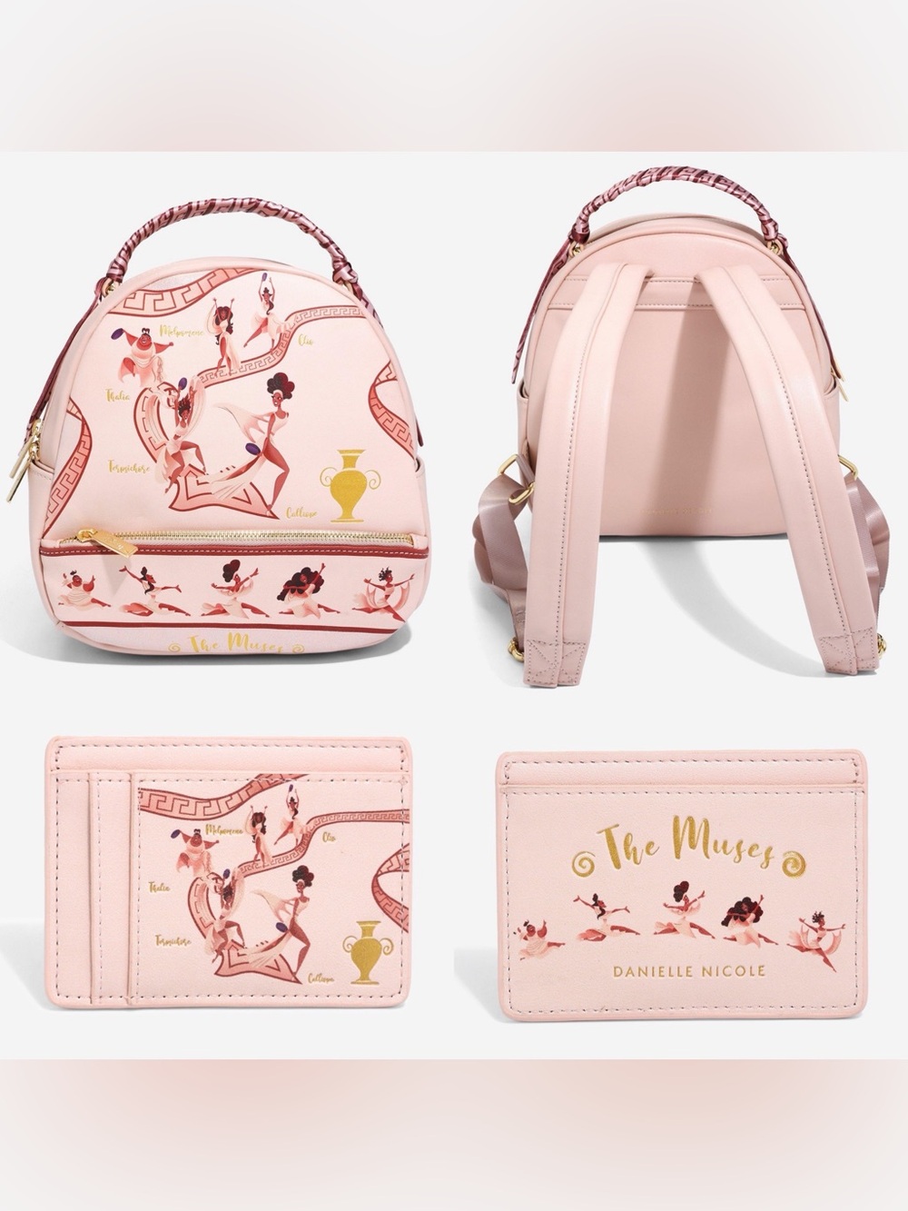 NWOT Danielle Nicole Disney Hercules Muses Backpack+cardholder SET